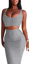 Load image into Gallery viewer, Women's Sexy Summer Outfits Bodycon Tank Top Midi Skirt 2 Piece Dress Lavender