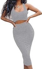 Load image into Gallery viewer, Women's Sexy Summer Outfits Bodycon Tank Top Midi Skirt 2 Piece Dress Lavender