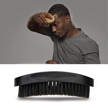 Load image into Gallery viewer, Premium Palm Wave Brush - Medium Hard Palm Curved Wave Brush for Men - Made with Nature Beech &amp; Black Mix Bristle Men's Hair Brush Wave Brush For Men 360