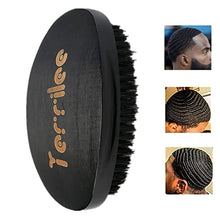 Load image into Gallery viewer, Premium Palm Wave Brush - Medium Hard Palm Curved Wave Brush for Men - Made with Nature Beech &amp; Black Mix Bristle Men's Hair Brush Wave Brush For Men 360