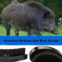 Load image into Gallery viewer, Premium Palm Wave Brush - Medium Hard Palm Curved Wave Brush for Men - Made with Nature Beech &amp; Black Mix Bristle Men's Hair Brush Wave Brush For Men 360