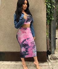 Load image into Gallery viewer, Women's Sexy Summer Outfits Bodycon Tank Top Midi Skirt 2 Piece Dress Lavender