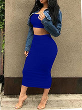 Load image into Gallery viewer, Women's Sexy Summer Outfits Bodycon Tank Top Midi Skirt 2 Piece Dress Lavender