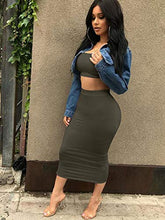 Load image into Gallery viewer, Women's Sexy Summer Outfits Bodycon Tank Top Midi Skirt 2 Piece Dress Lavender