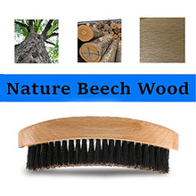 Load image into Gallery viewer, Premium Palm Wave Brush - Medium Hard Palm Curved Wave Brush for Men - Made with Nature Beech &amp; Black Mix Bristle Men's Hair Brush Wave Brush For Men 360