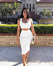 Load image into Gallery viewer, Women's Sexy Summer Outfits Bodycon Tank Top Midi Skirt 2 Piece Dress Lavender