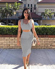 Load image into Gallery viewer, Women's Sexy Summer Outfits Bodycon Tank Top Midi Skirt 2 Piece Dress Lavender