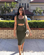 Load image into Gallery viewer, Women's Sexy Summer Outfits Bodycon Tank Top Midi Skirt 2 Piece Dress Lavender