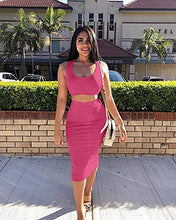 Load image into Gallery viewer, Women's Sexy Summer Outfits Bodycon Tank Top Midi Skirt 2 Piece Dress Lavender