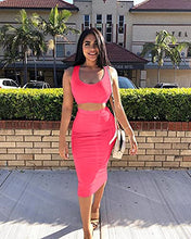 Load image into Gallery viewer, Women's Sexy Summer Outfits Bodycon Tank Top Midi Skirt 2 Piece Dress Lavender