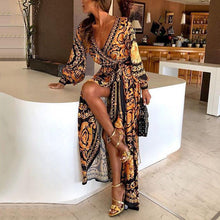 Load image into Gallery viewer, Elegant Women Sexy Deep V Neck Print Party Dress