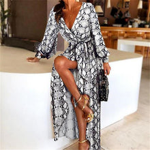 Load image into Gallery viewer, Elegant Women Sexy Deep V Neck Print Party Dress