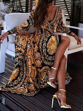 Load image into Gallery viewer, Elegant Women Sexy Deep V Neck Print Party Dress